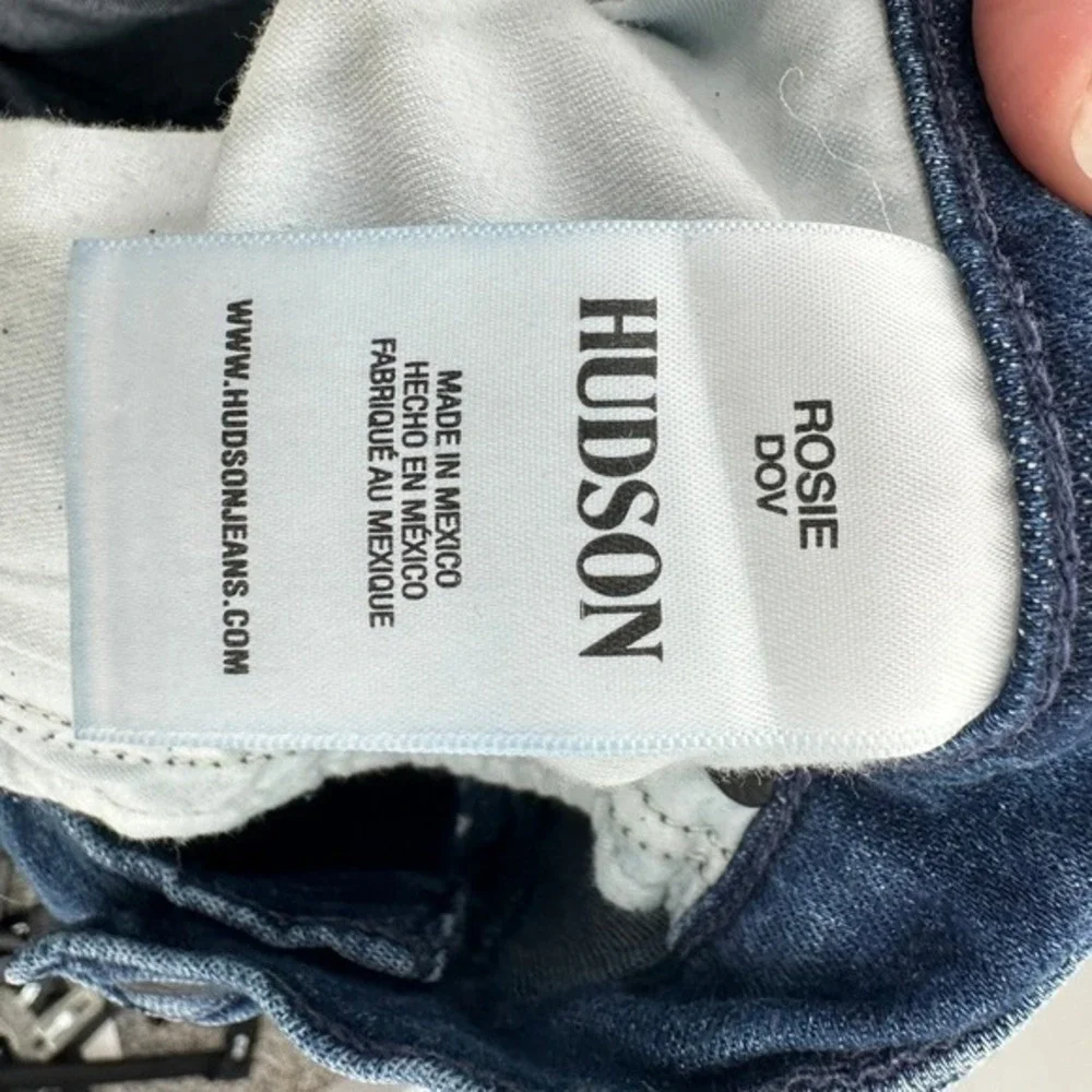 Hudson Rosie Wide Leg High‎ Rise Jeans Dark Wash Wm Size 33 Button Fly Raw Hem - Picture 7 of 8